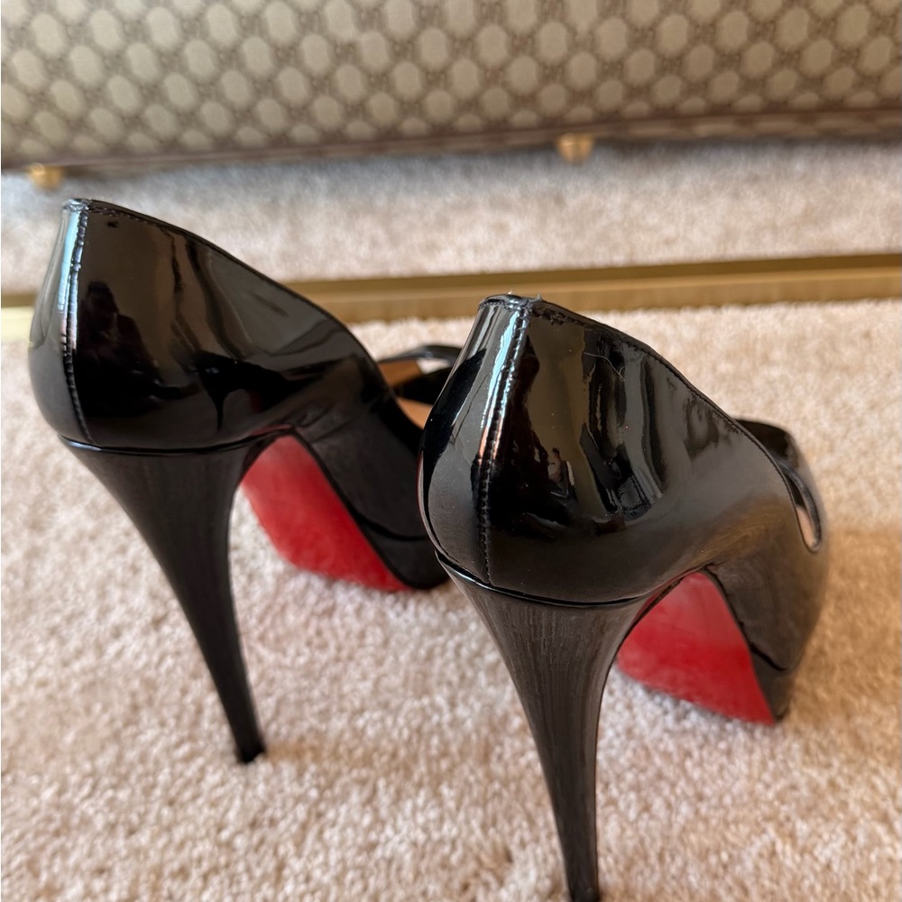 Christian Louboutin Black Patent Peep Toe Pumps - Picture 10 of 15